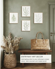 Green Botanical Wall Art Set of 4, Watercolor Eucalyptus Prints, Framed Leaf Art, 8x10