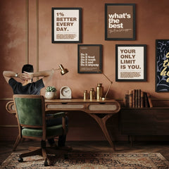 Motivational Quote Wall Art Set of 4 | Brown & White Typographic Prints for Office & Workspace Decor