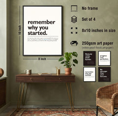 Motivational Quotes 4-Piece Wall Art Set – Minimalist Black & White Typography Framed Prints Trio