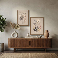 Minimalist Wildflower Botanical Prints – Set of 2 Neutral Wall Art